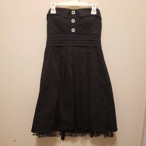 Strapless Black A-line Party Dress